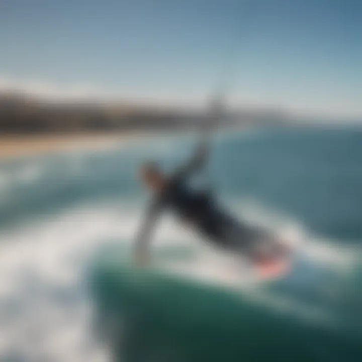 Thrilling aerial view of one-wing foil surfers