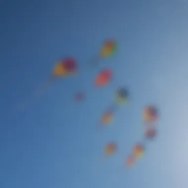 Colorful kites soaring against the clear blue sky in Mokuleia Hawaii