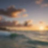 Kitesurfer riding the waves at sunset in Mokuleia Hawaii