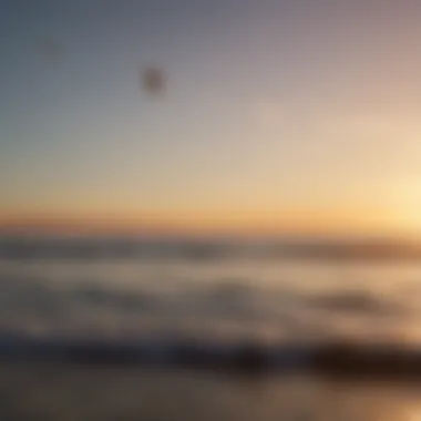 A vibrant kitesurfing scene with Mystic kites at sunset