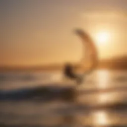 Mystic kitesurfing at sunset