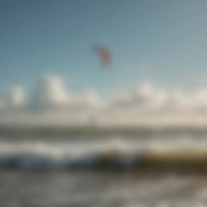 Kitesurfers riding the waves at Jekyll Island under clear skies