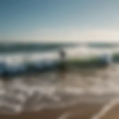 A group of surfers catching waves, showcasing different skill levels and enjoying the surf experience.