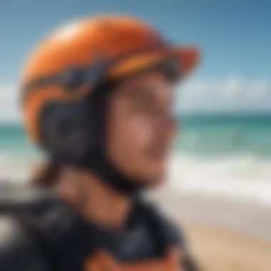 Kitesurfing safety gear including helmet and life jacket