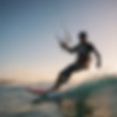 A kitesurfing instructor teaching a student on the water