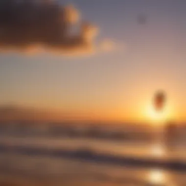 Kitesurfer silhouetted against a vibrant sunset