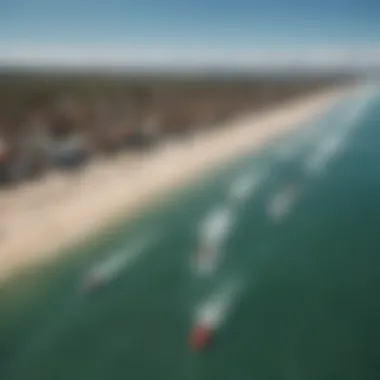 Aerial view of a kiteboarding event demonstrating community engagement