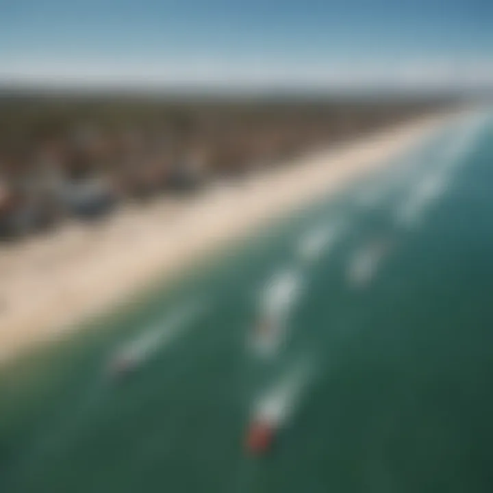 Aerial view of a kiteboarding event demonstrating community engagement