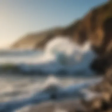 Ocean waves crashing against the rocks at Dillon Beach