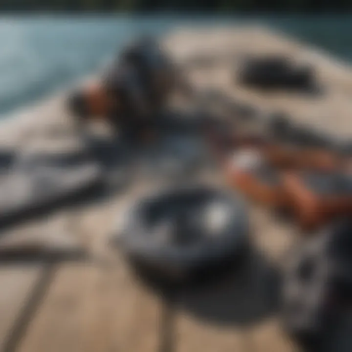 Fishing gear laid out on a dock