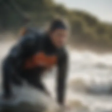 Kitesurfer in cold water environment