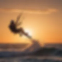 Majestic Kiteboarding Stunt with Sunset Background