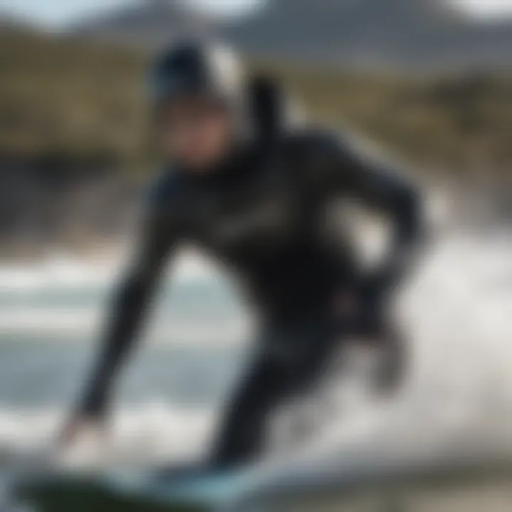 Kiteboarding enthusiast wearing the Patagonia wetsuit hood in action