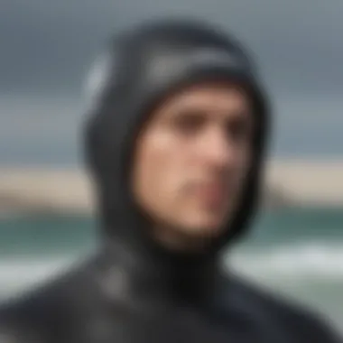 Close-up of the durable construction of the Patagonia wetsuit hood