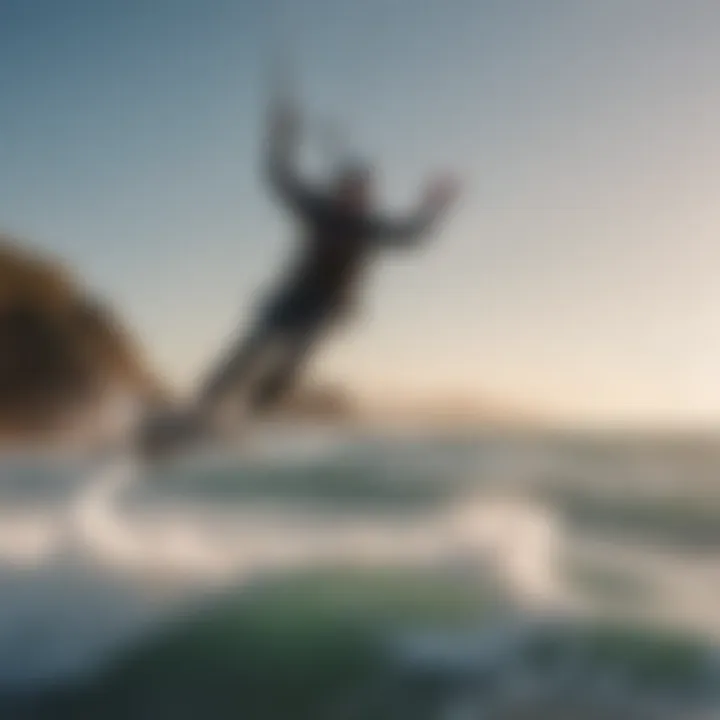 Kitesurfer executing a perfect jump on the waves