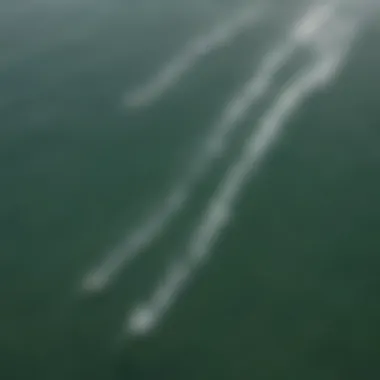 Aerial view of kitesurfers enjoying the waves