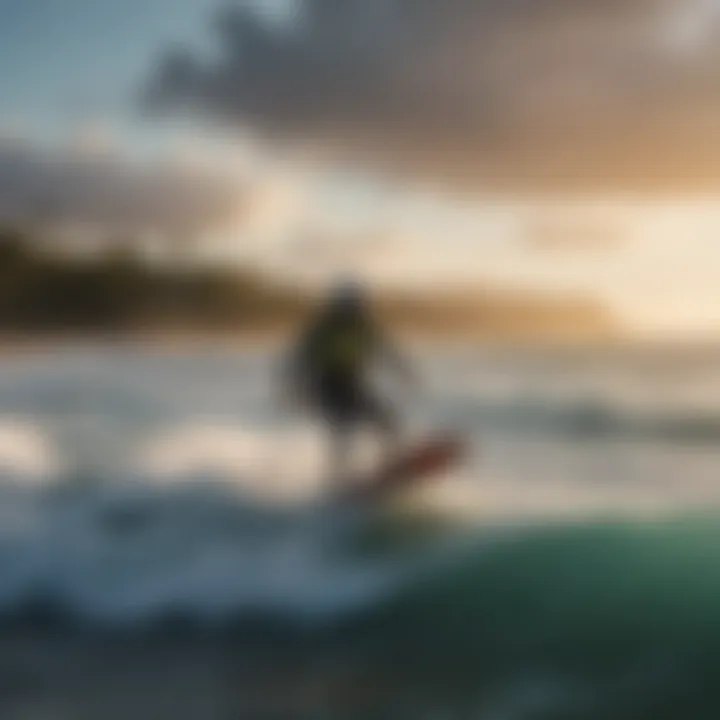 Professional kitesurfer riding the waves at a picturesque beach in Puerto Rico