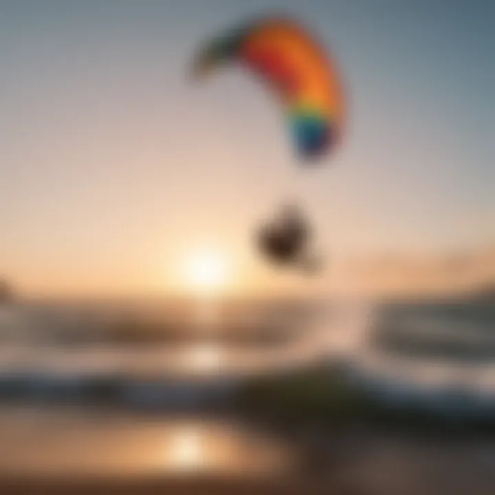 Vibrant kites in the sky above a serene beach