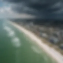 Aerial panoramic view of Clearwater Beach during a stormy day