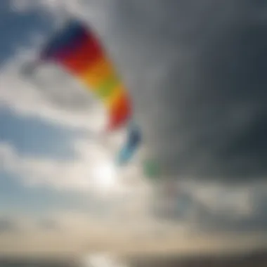 Colorful kites flying in the wind against a cloudy sky in Clearwater