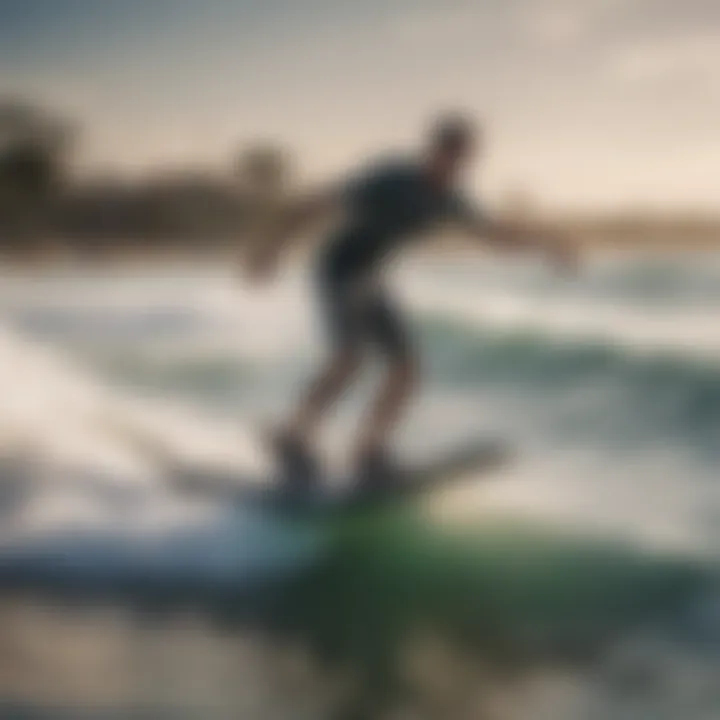 Hydrofoil Boogie Board Rider Catching Waves