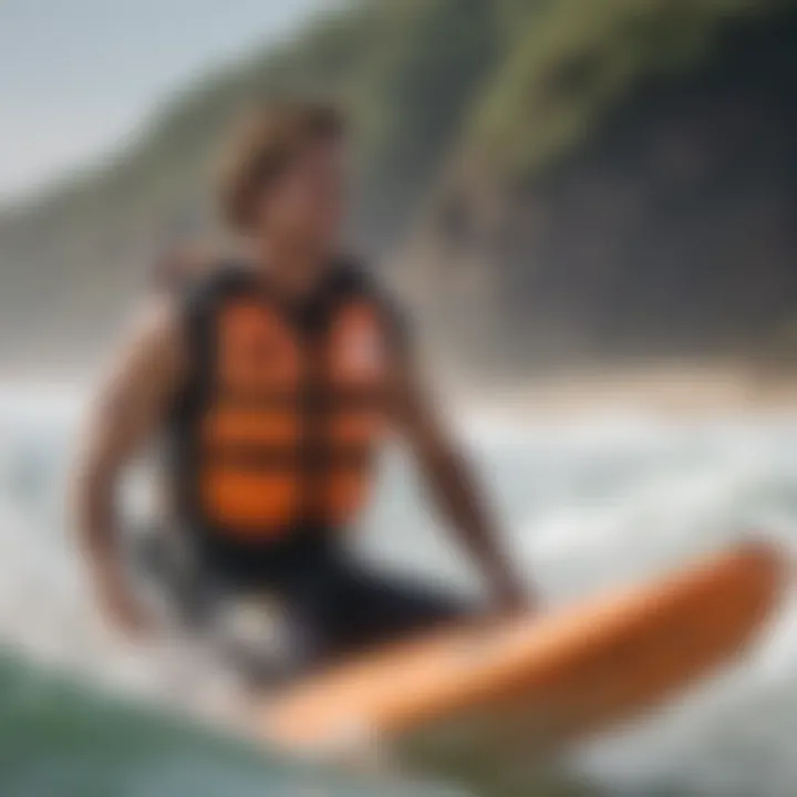 Protective impact vest being worn by a surfer in action