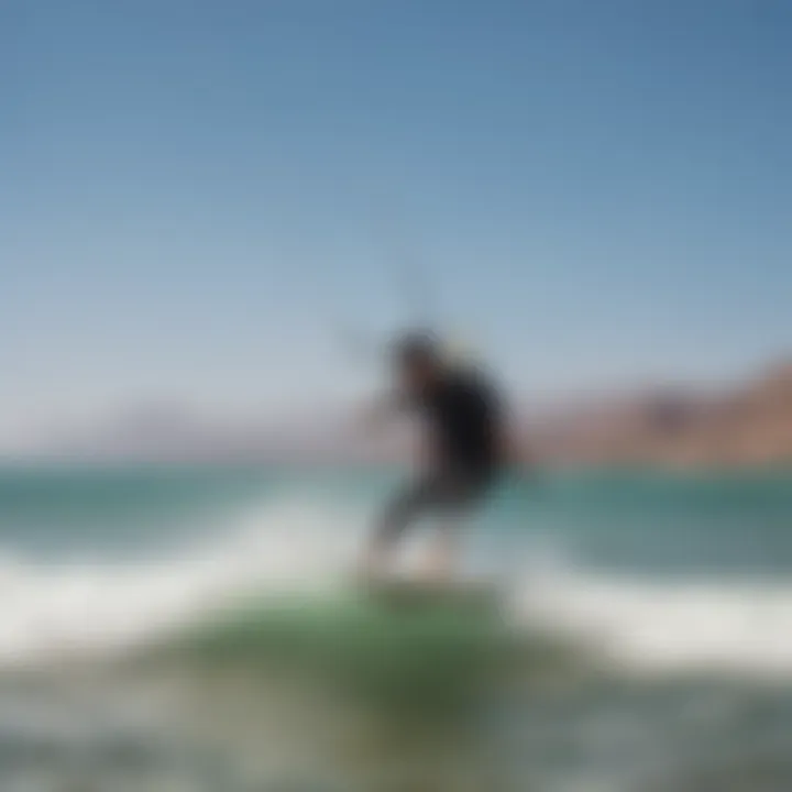 Safety precautions being demonstrated by an experienced kitesurfer in Dahab