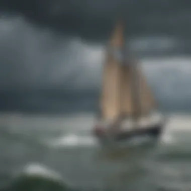 Sailboats navigating the choppy waters of Annapolis under a stormy sky