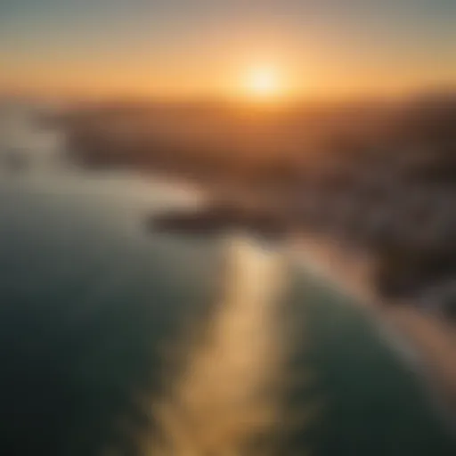 Aerial view of San Carlos coastline during sunset