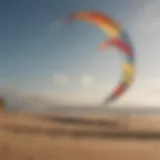 Diverse kites designed for high wind conditions displayed on a sandy beach