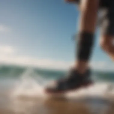 Close-up of shorts harness technology in action during kitesurfing