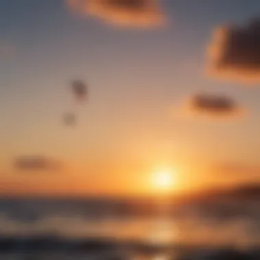 Silhouette of a kitesurfer against a breathtaking sunset on Cat Island