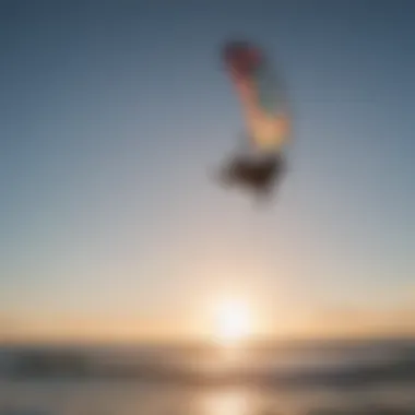 Silhouette of kitesurfer captured through kite camera mount