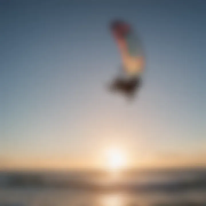 Silhouette of kitesurfer captured through kite camera mount