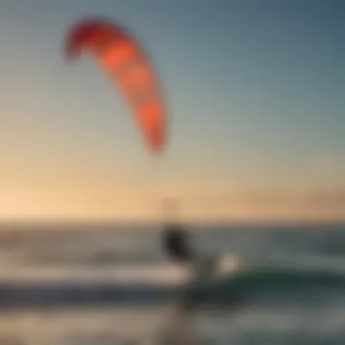 Silhouette of a skilled kiteboarder mastering maneuvers with a training kite