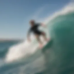 Expert Skimboarder executing a flawless turn on the wave