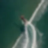 Aerial view of skywalker kiteboarder in action