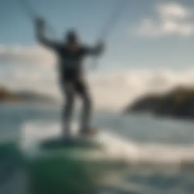 Performance showcase of skywalker kiteboard on the water