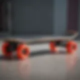 Penny board with sleek black grip tape and vibrant neon wheels