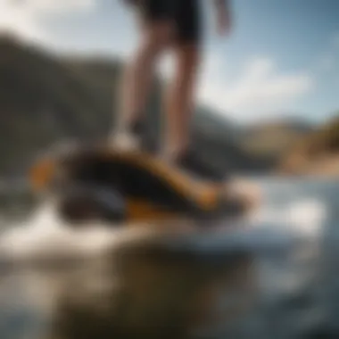 Close-up of the sleek and innovative design of the Naish Hover board