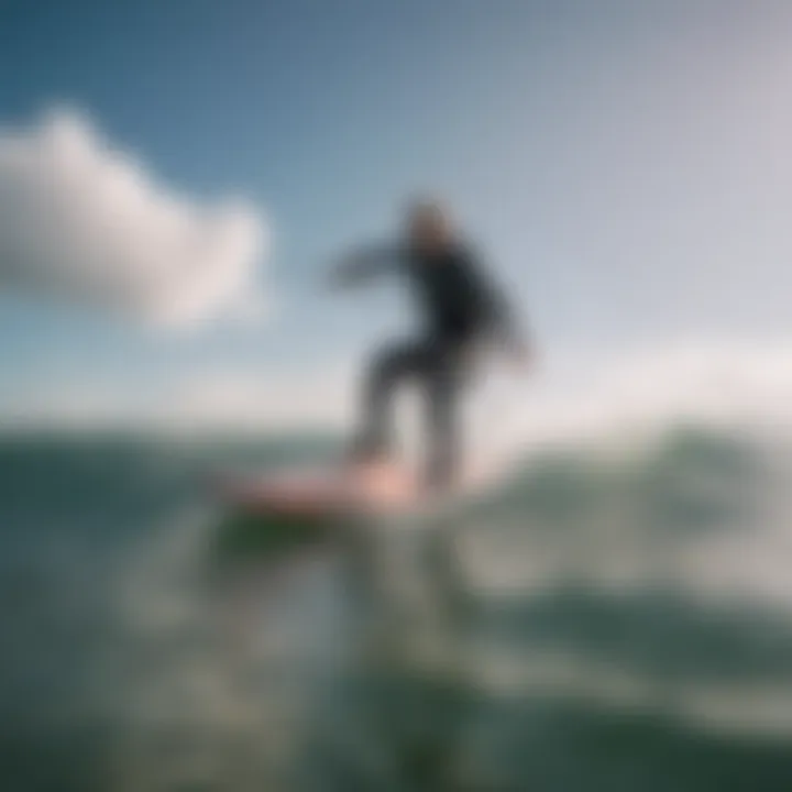 Sleek kitesurfing board on tranquil ocean