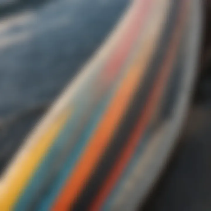 Close-up of the Slingshot surfboard materials showcasing advanced technology