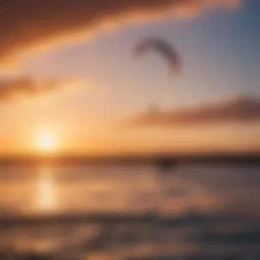 Spectacular sunset backdrop for kitesurfing