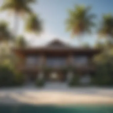 Elegant Oasis Amongst Palm Trees Luxurious beach house in Fiji surrounded by palm trees
