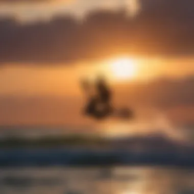 Sunset silhouette of a kitesurfer against the vibrant sky in Sarasota