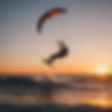 Sunset silhouette of kitesurfer using Switchblade Cabrinha