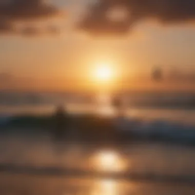 Sunset silhouette of kitesurfers at Diani Beach