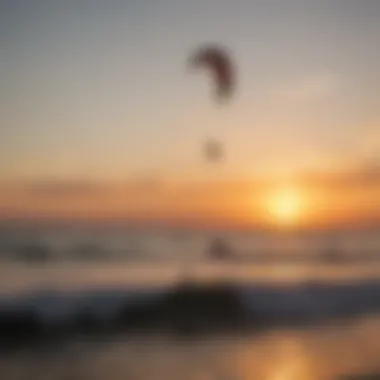 Sunset Silhouette of Kitesurfers Enjoying the Melbourne Waters