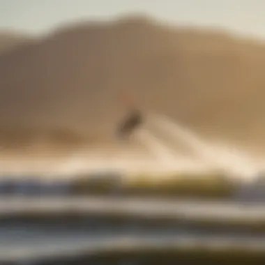 Kiteboarder performing tricks against Oregon's scenic backdrop