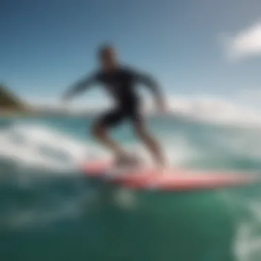 Surfer mastering techniques behind a boat